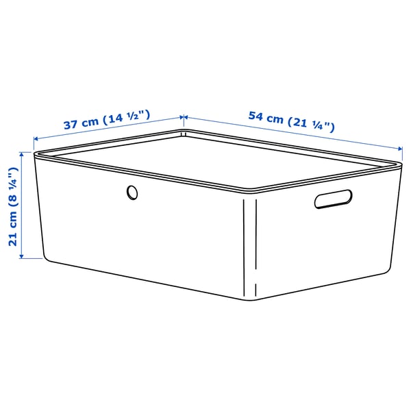 KUGGIS - KUGGIS Box with lid, light grey, 37x54x21 cm