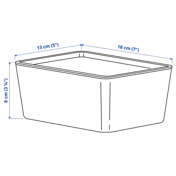 KUGGIS box with lid, light grey, 13x18x8 cm