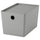 KUGGIS - KUGGIS Box with lid, light grey, 18x26x15 cm