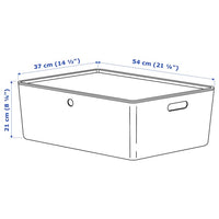 KUGGIS - Container with lid, black transparent,37x54x21 cm