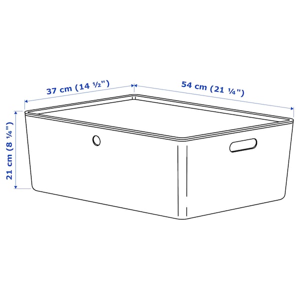 KUGGIS - Box with lid, transparent black, 37x54x21 cm