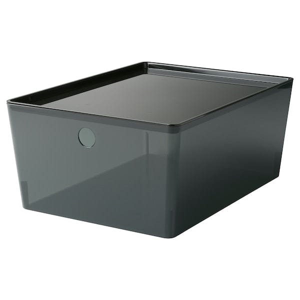 Ikea KUGGIS - Box with lid, transparent black, 26x35x15 cm