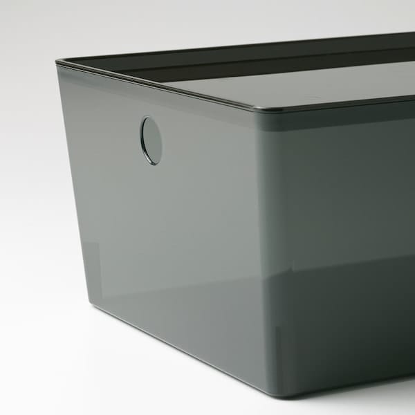 Ikea KUGGIS - Box with lid, transparent black, 26x35x15 cm