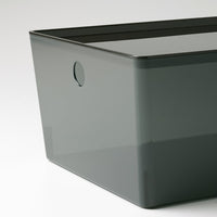 KUGGIS - Container with lid, transparent black,26x35x15 cm