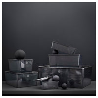 KUGGIS - Container with lid, black transparent,13x18x8 cm
