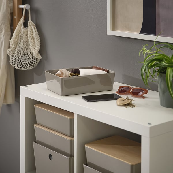 KUGGIS - KUGGIS Box, dark grey-beige, 18x26x8 cm