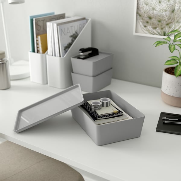 KUGGIS - KUGGIS Box, light grey, 18x26x8 cm