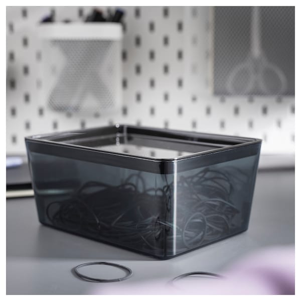 KUGGIS - Container, transparent black,13x18x8 cm