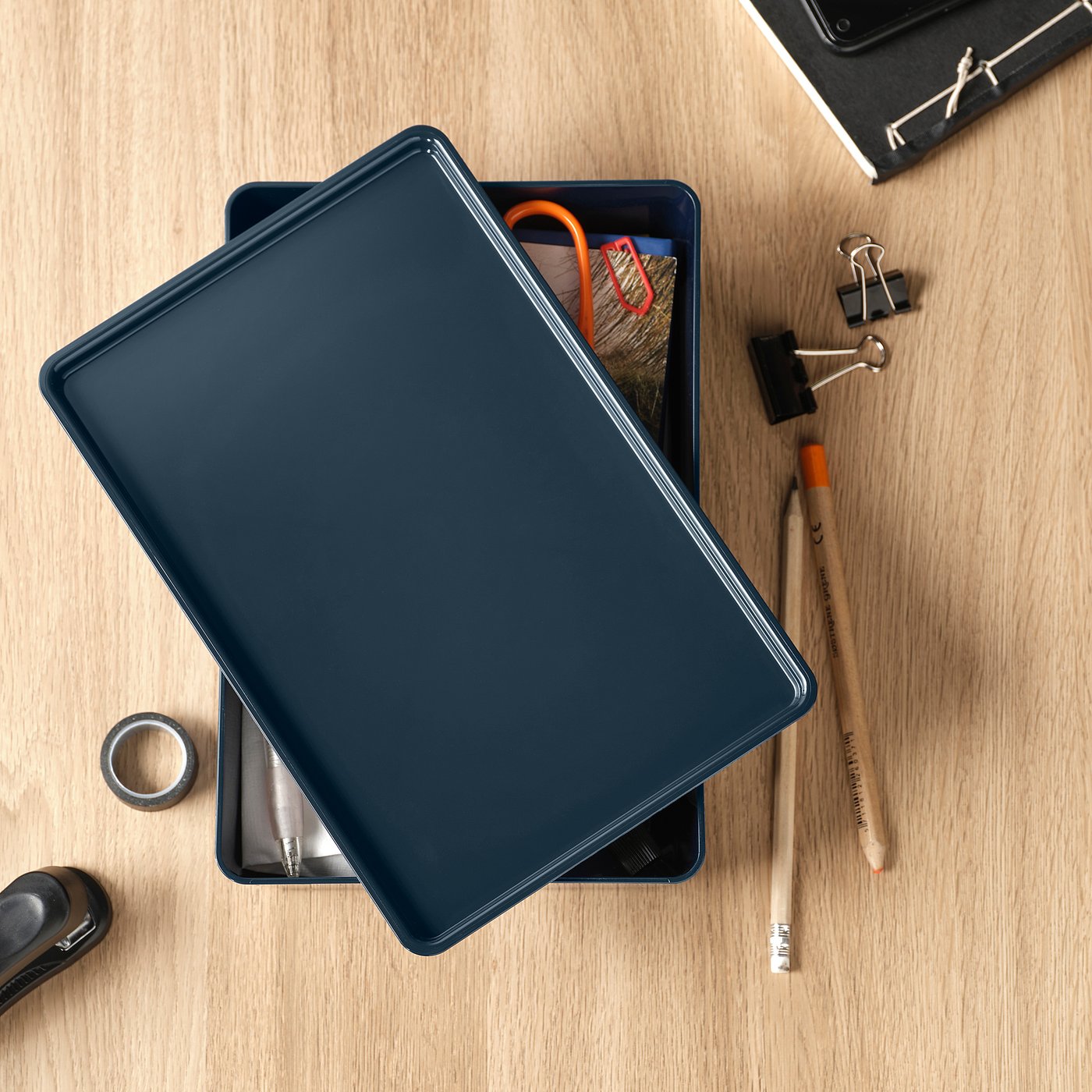 KUGGIS lid, black-blue, 26x18 cm