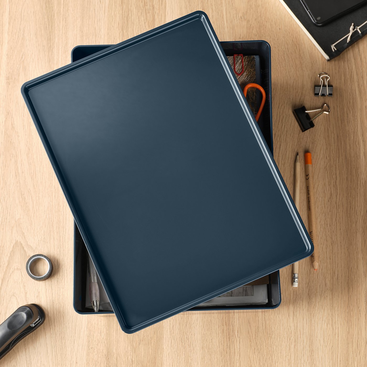 KUGGIS lid, black-blue, 26 cm