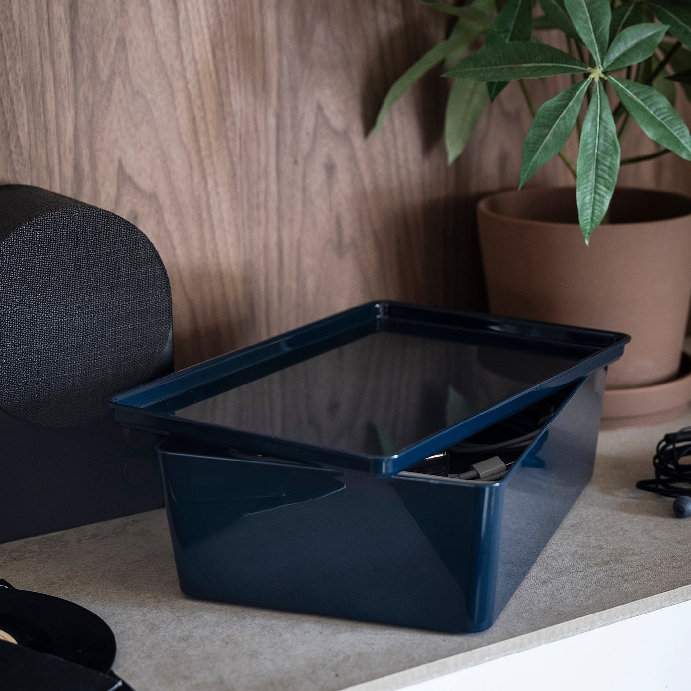 KUGGIS lid, black-blue, 18x26 cm