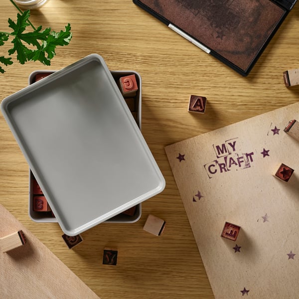 KUGGIS lid, light grey, 13x18 cm