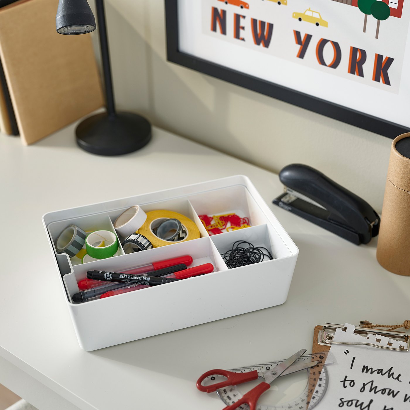 KUGGIS insert with 5 compartments, white, 26x17 cm