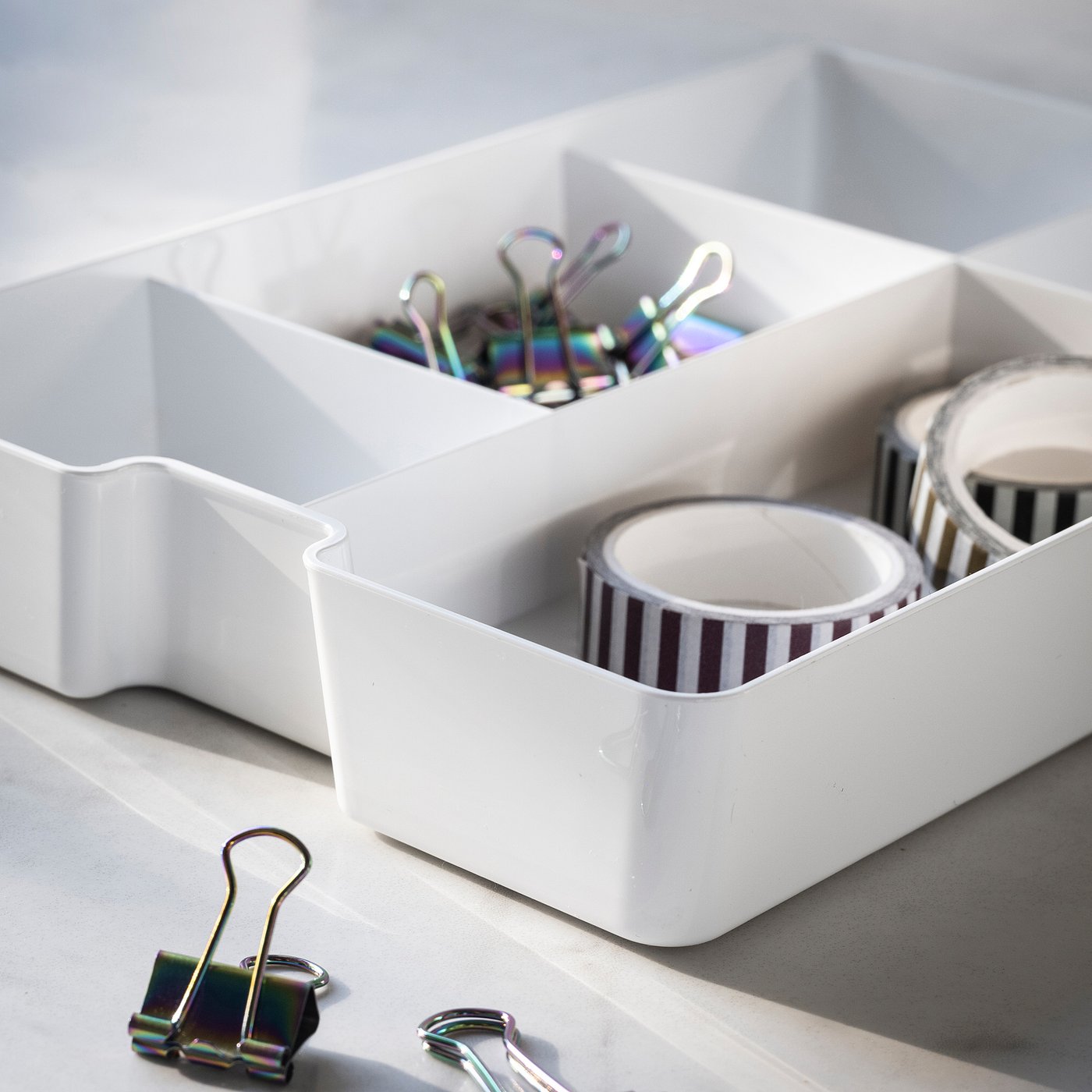 KUGGIS insert with 5 compartments, white, 26x17 cm