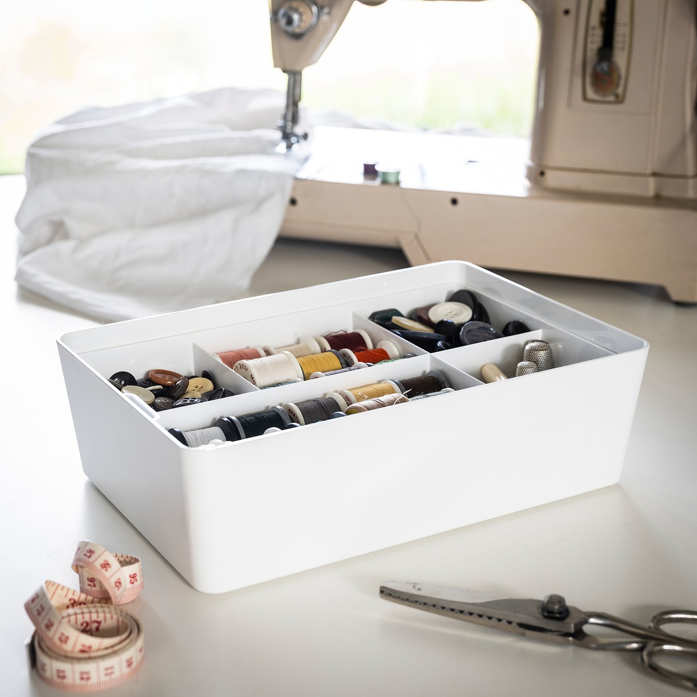 KUGGIS insert with 5 compartments, white, 26x17 cm
