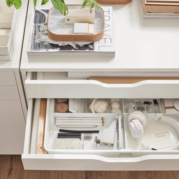 KUGGIS insert with 8 compartments, white, 53x36 cm