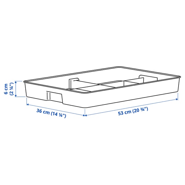 KUGGIS insert with 8 compartments, white, 53x36 cm