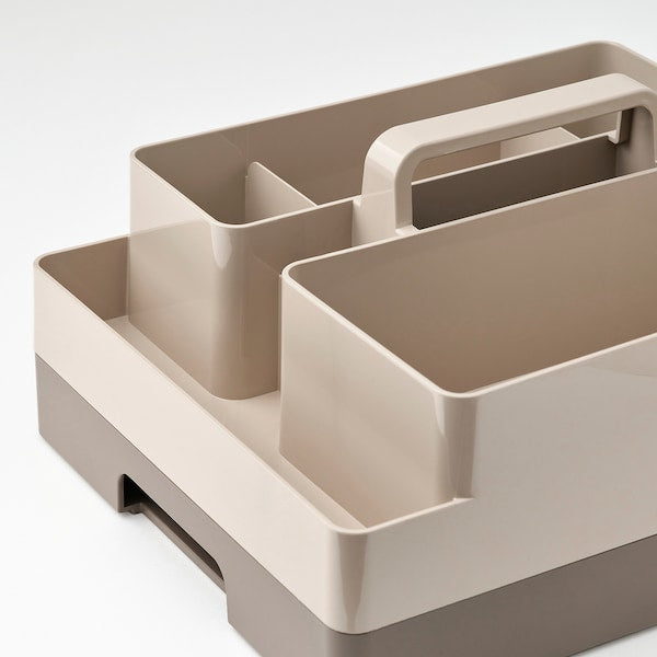 KUGGIS - Desk organiser set, 2 pieces, grey-beige/dark grey-beige, 26x35x16 cm