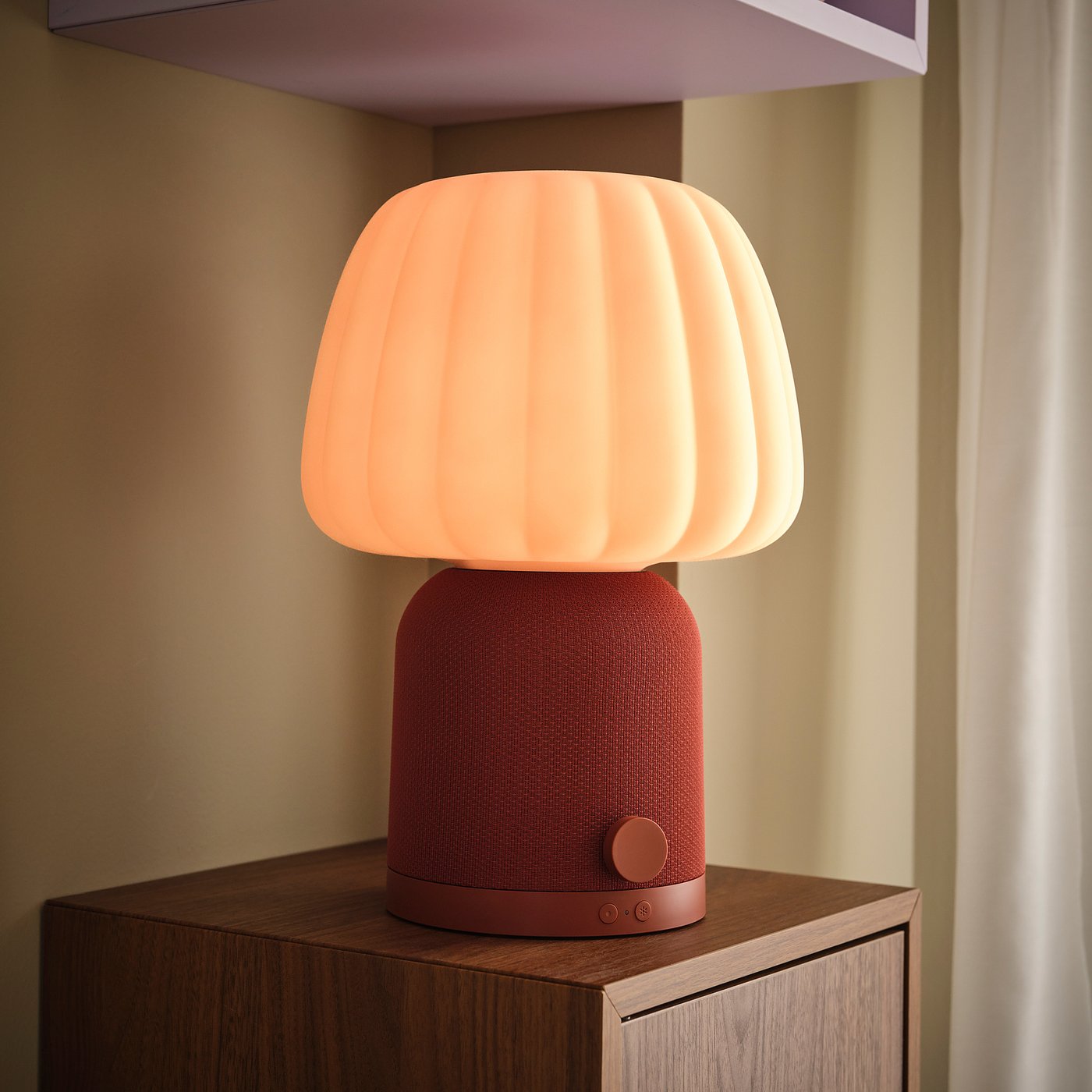 KULGLASS Bluetooth speaker lamp, red brown/pink, 267 cm