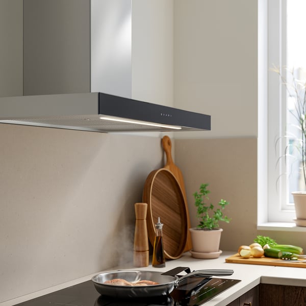 KULINARISK wall mounted extractor hood, stainless steel/glass, 90 cm