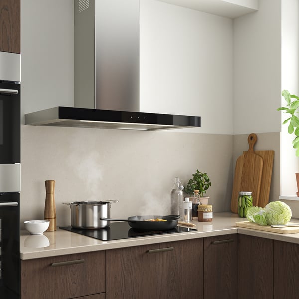 KULINARISK wall mounted extractor hood, stainless steel/glass, 90 cm