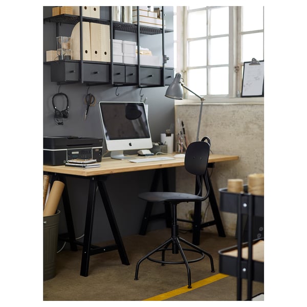 KULLABERG swivel chair, black, 58 cm