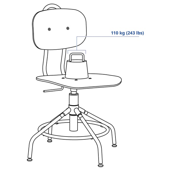 KULLABERG swivel chair, black, 58 cm