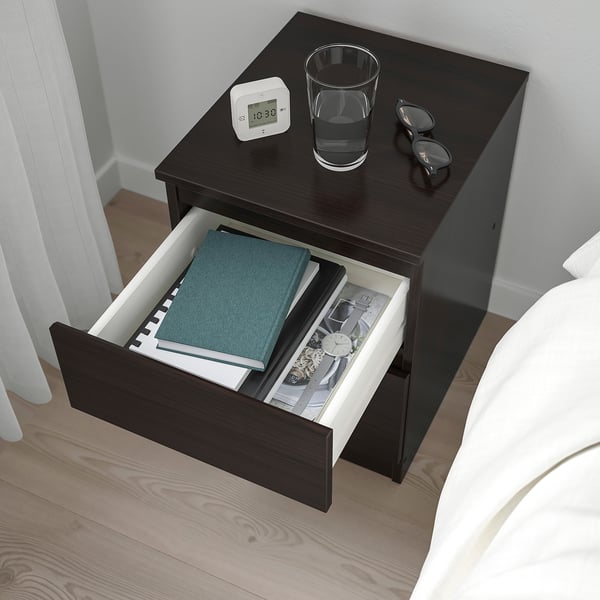 KULLEN - Chest of 2 drawers, black-brown, 35x49 cm