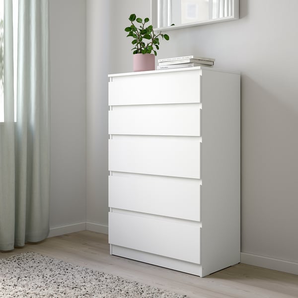 KULLEN chest of 5 drawers, white, 70x40x112 cm