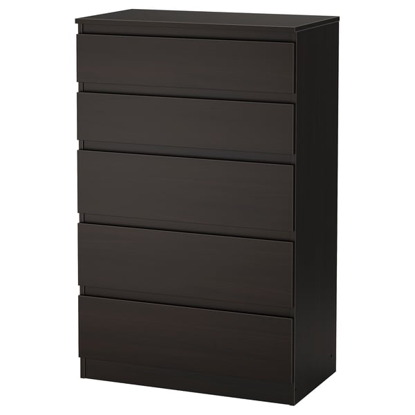 KULLEN chest of 5 drawers, black-brown, 70x40x112 cm