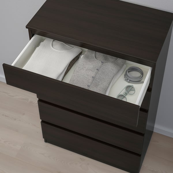 KULLEN chest of 5 drawers, black-brown, 70x40x112 cm