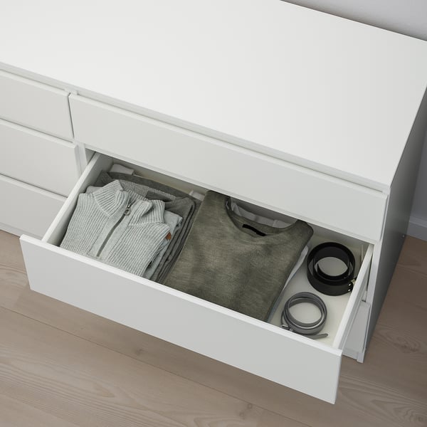 KULLEN - Chest of 6 drawers, white, 140x72 cm