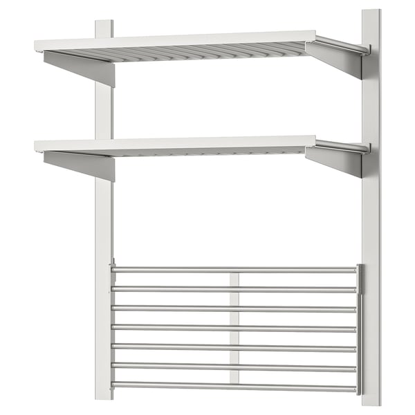KUNGSFORS suspension rail with shelf/wll grid, stainless steel, 64x80x32 cm