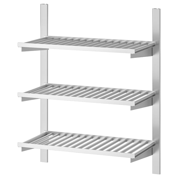 KUNGSFORS suspension rail with shelves, stainless steel, 68x80x31 cm