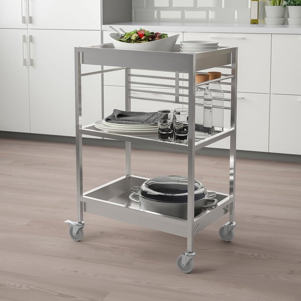 KUNGSFORS kitchen trolley, stainless steel, 60x40 cm
