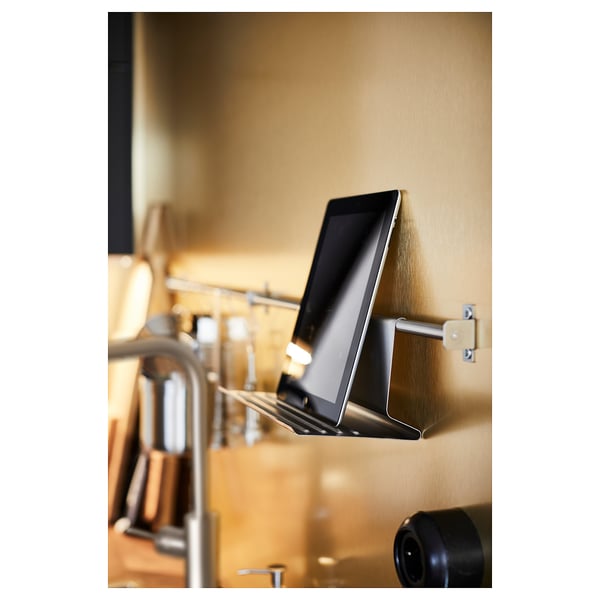 KUNGSFORS - Tablet stand, stainless steel, 26x12 cm