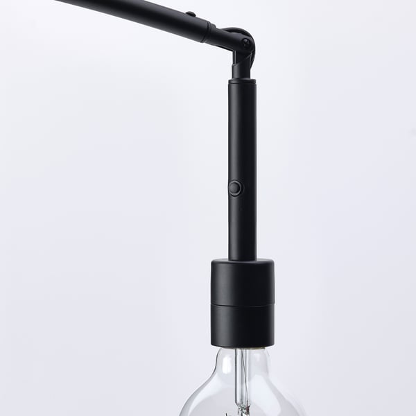 KUNGSHULT / SKAFTET floor lamp, arched, white/black, 170x176 cm