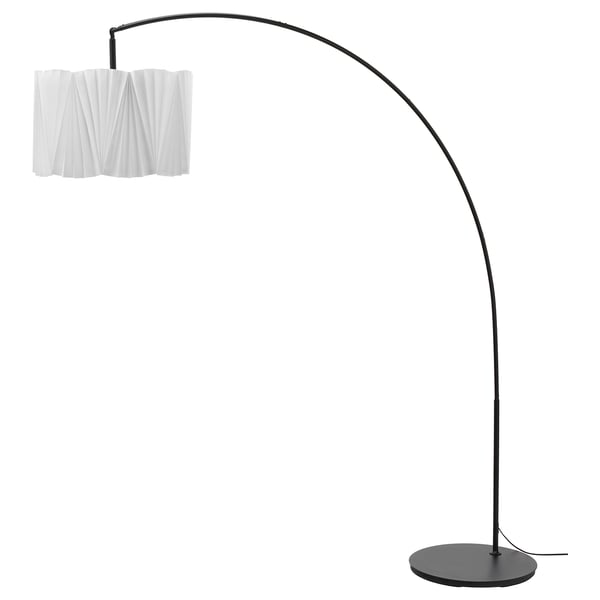 KUNGSHULT / SKAFTET floor lamp, arched, white/black, 170x176 cm