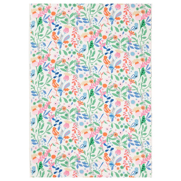 KUNGSLJUSMAL - Pre-cut fabric, multicolour/bird floral pattern, 150x300 cm