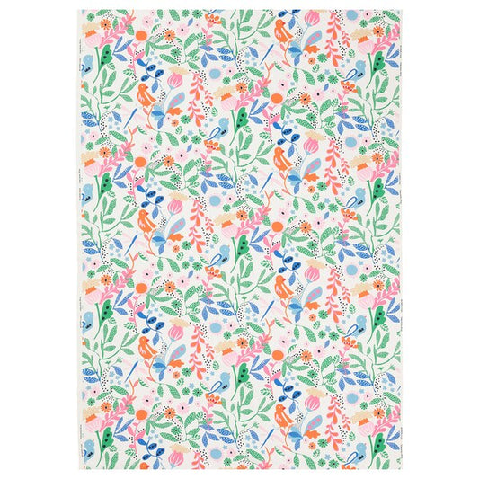 KUNGSLJUSMAL - Pre-cut fabric, multicolour/bird floral pattern, 150x300 cm