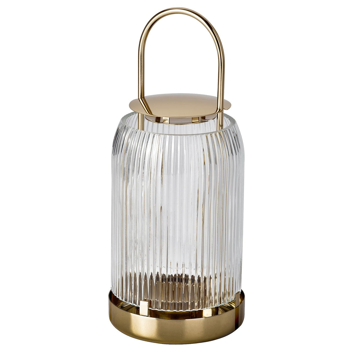 KUNGSTÄRNA lantern for tealight, clear glass/gold-colour, 25 cm