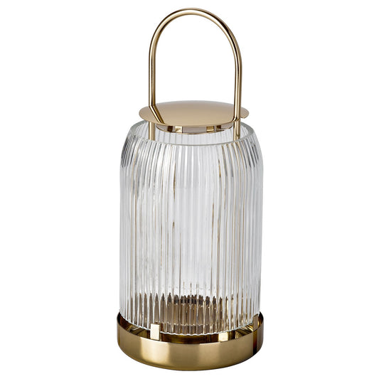KUNGSTÄRNA lantern for tealight, clear glass/gold-colour, 25 cm