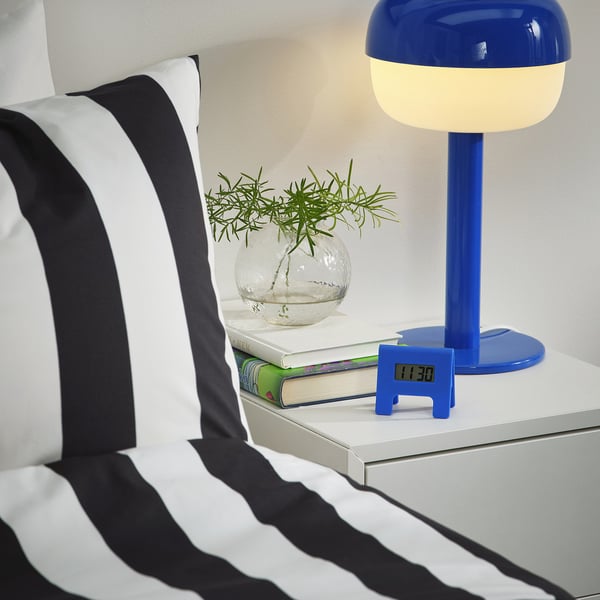 KUPONG alarm clock, bright blue, 7x6 cm