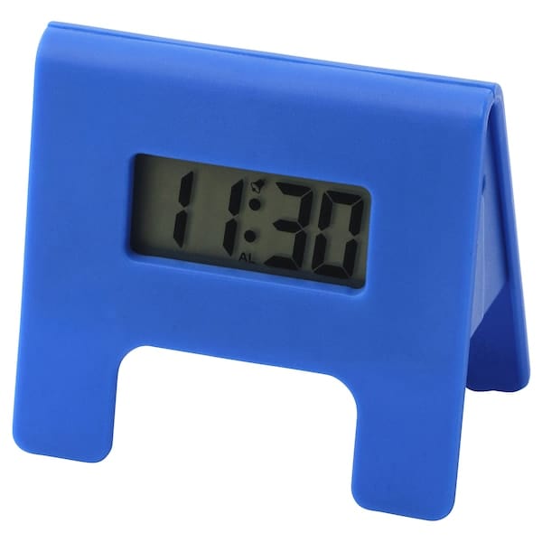 KUPONG - Alarm clock, bright blue, 7x6 cm