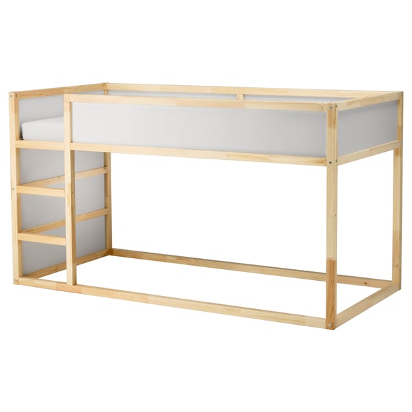 KURA reversible bed, white/pine, 90x200 cm