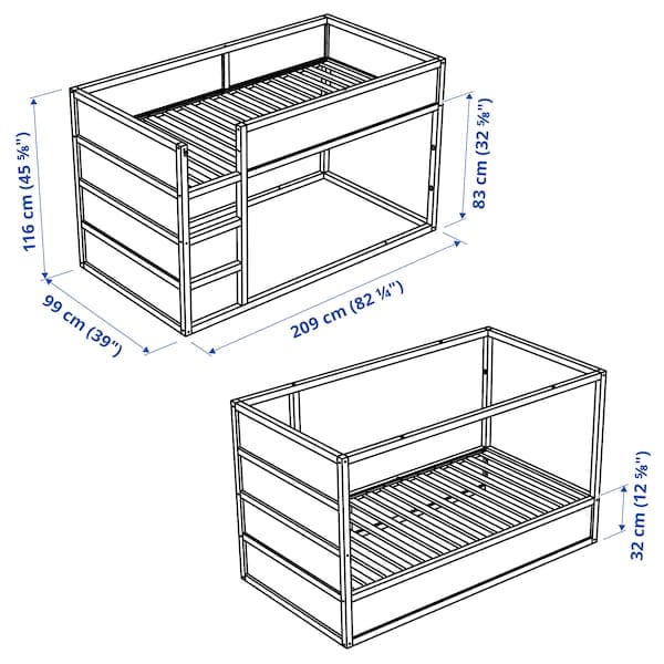 Ikea KURA - Reversible bed, white/pine, 90x200 cm