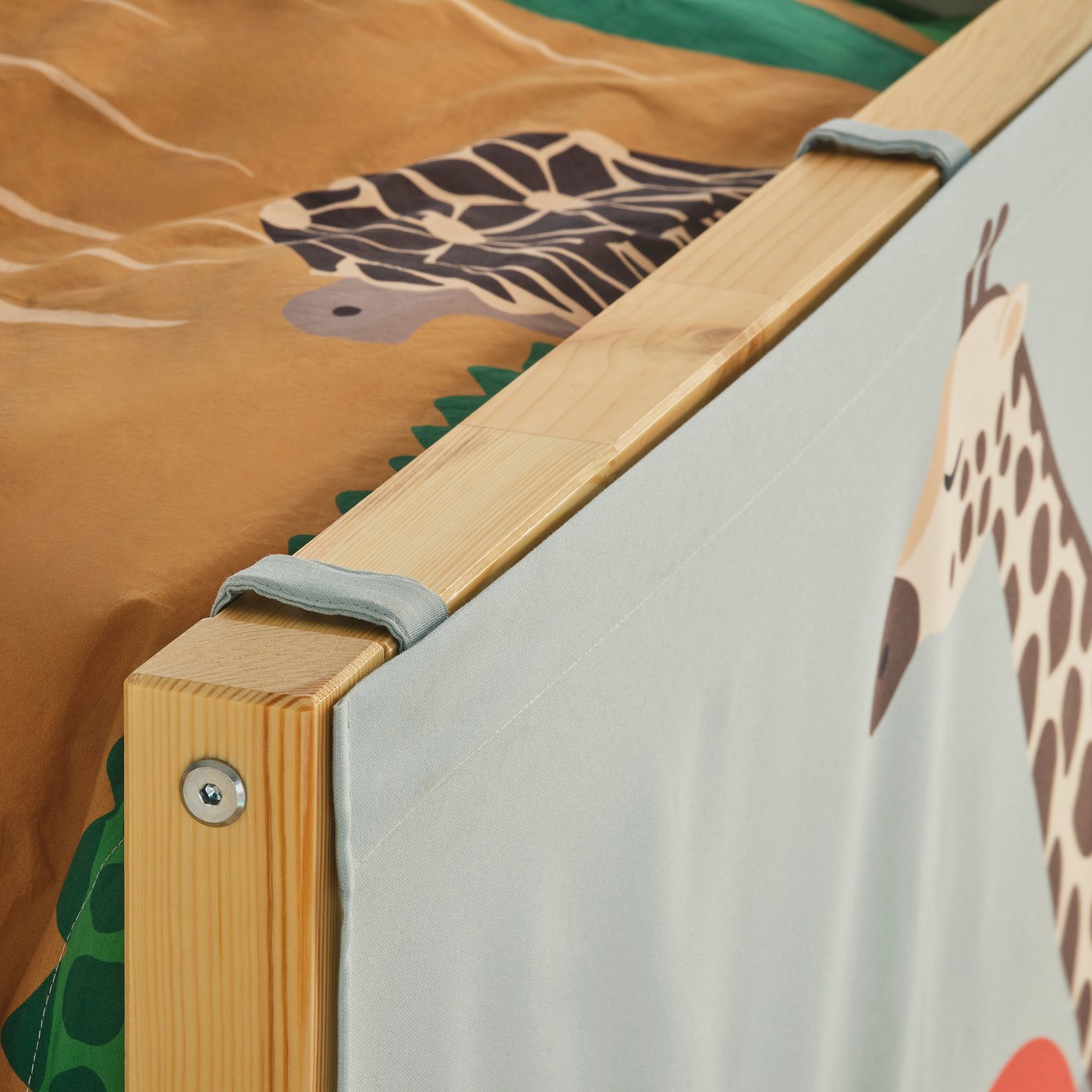 KURA bed curtain, multicolour/animals on the savannah, 167x96 cm