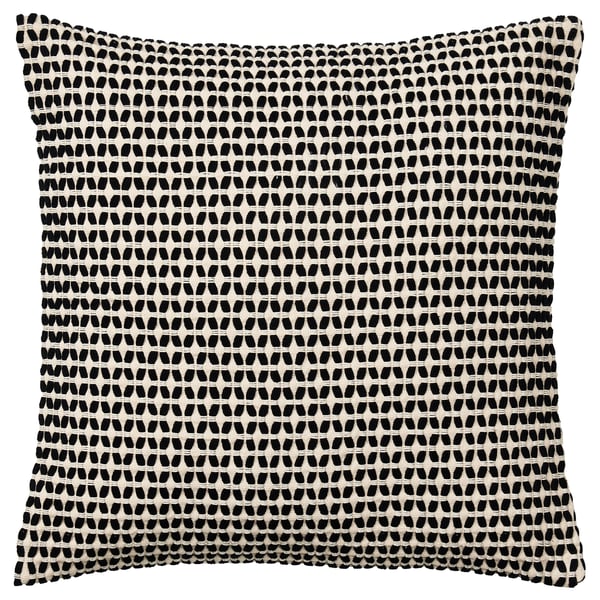 KUSTFLY - KUSTFLY Cushion cover, beige/black, 50x50 cm