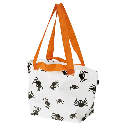 KUSTFYR bag, spider pattern white/black, 27x18x27 cm 13 l