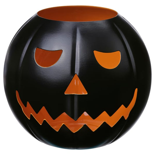 KUSTFYR candlestick, black pumpkin, 13 cm